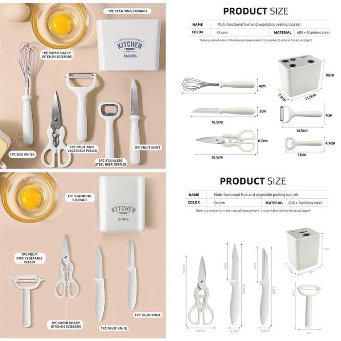 6 Pieces Stainless Steel Multifunction White Scissors Egg