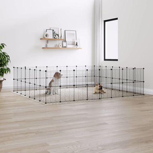 60-panel Pet Cage With Door Black 35x35 Cm Steel Tooabax