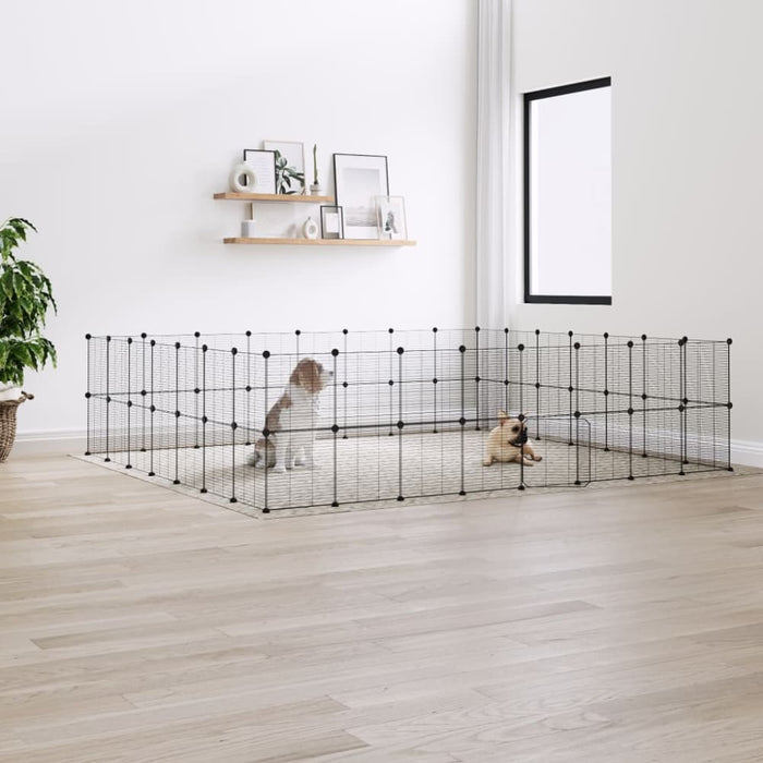 60-panel Pet Cage With Door Black 35x35 Cm Steel Tooaban