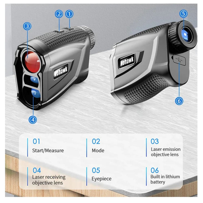 600 Yd Rechargeable Golf Rangefinder with Slope