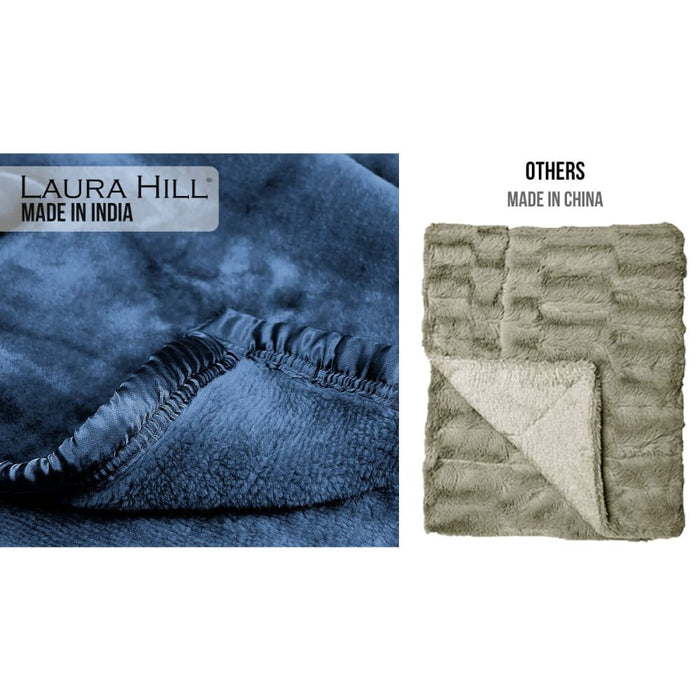 600gsm Large Double-sided Faux Mink Blanket- Navy