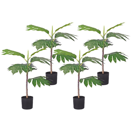 4x 60cm Artificial Natural Green Split-leaf Philodendron