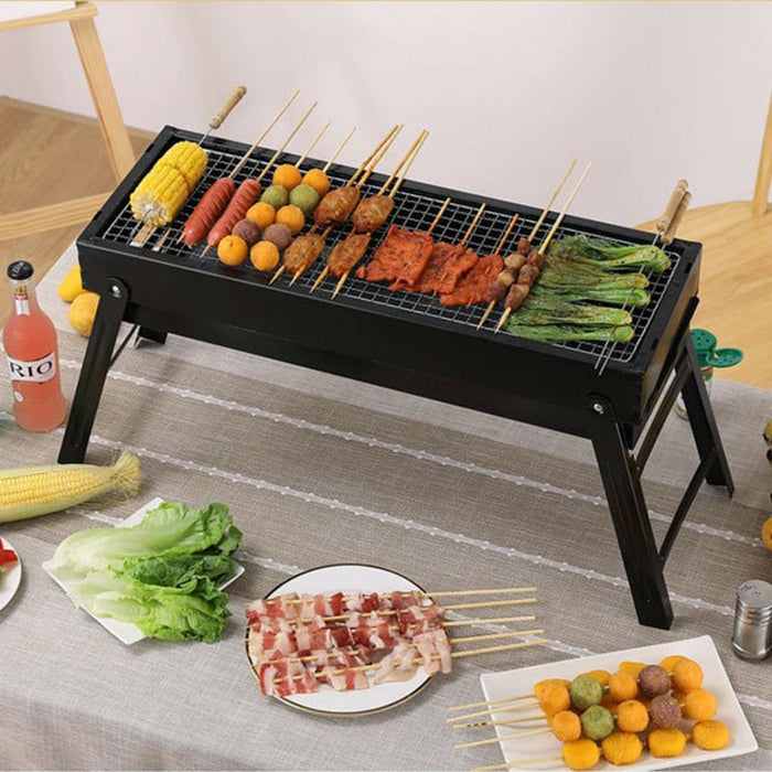2x 60cm Portable Folding Thick Box-type Charcoal Grill For