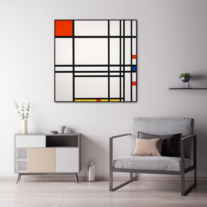 60cmx60cm Abstract Art by Piet Mondrian Black Frame Canvas