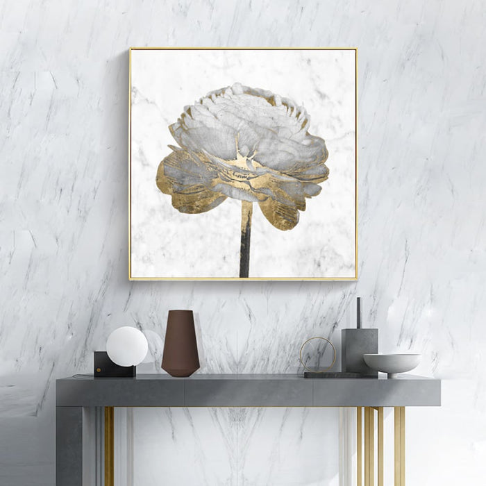 60cmx60cm Gold and White Blossom on 2 Sets Frame Canvas