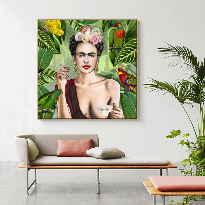 60cmx60cm Self Portrait by Frida Kahlo Wood Frame Canvas