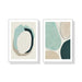 60cmx90cm Abstract Green Circle 2 Sets White Frame Canvas