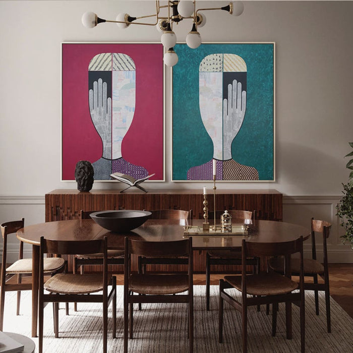 60cmx90cm Abstract Man and Woman 2 Sets Gold Frame Canvas