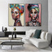 60cmx90cm African Women 2 Sets Black Frame Canvas Wall Art