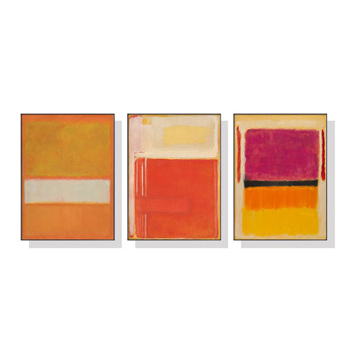 60cmx90cm Colourful 3 Sets by Mark Rothko Black Frame