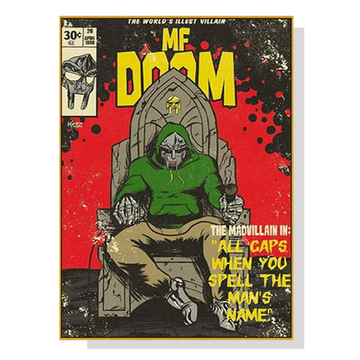 60cmx90cm Mf Doom Music Gold Frame Canvas Wall Art