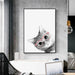 60cmx90cm Cat with Glasses Black Frame Canvas Wall Art