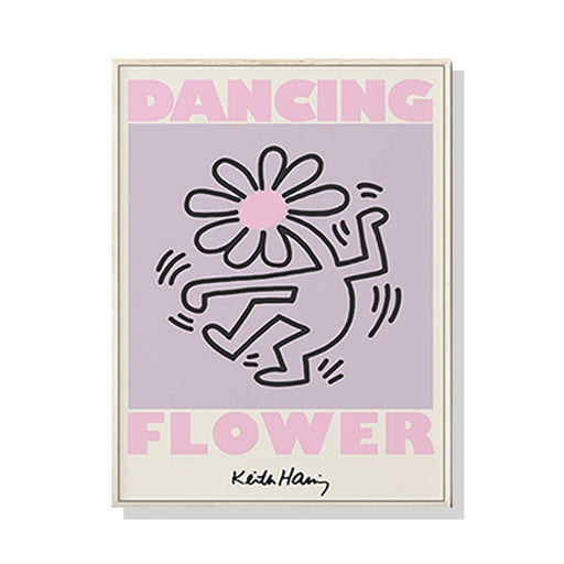 60cmx90cm Keith Haring Dancing Flower Wood Frame Canvas