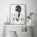60cmx90cm Woman Back with Butterfly Black Frame Canvas Wall