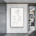 60cmx90cm Woman Back Line Art Black Frame Canvas Wall