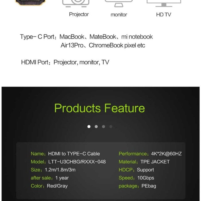 4k 60hz Usb c to Hdmi Thunderbolt 3 Converter Adapter