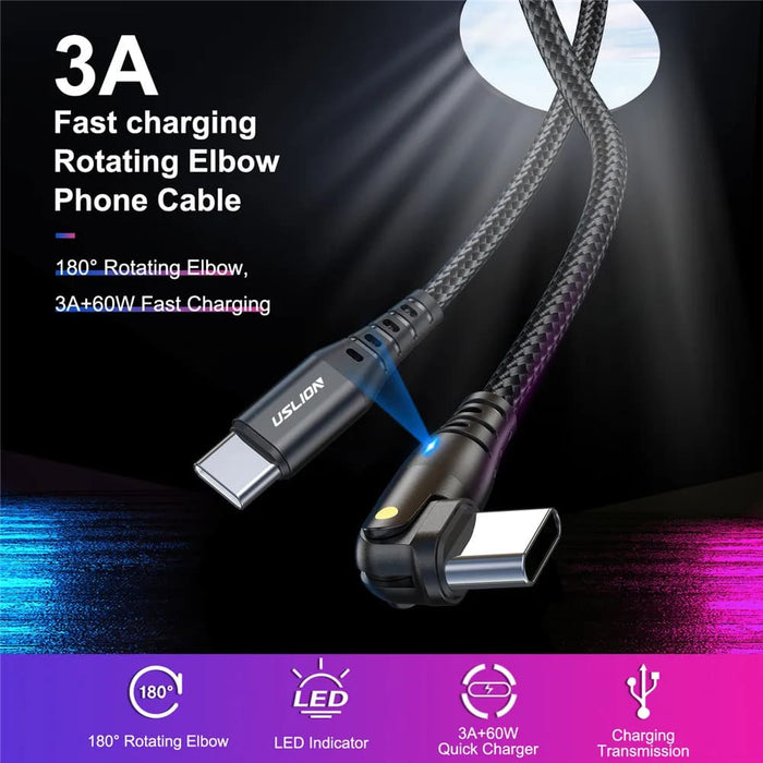 60w Usb c to Cable 3a Fast Charge for Iphone Xiaomi