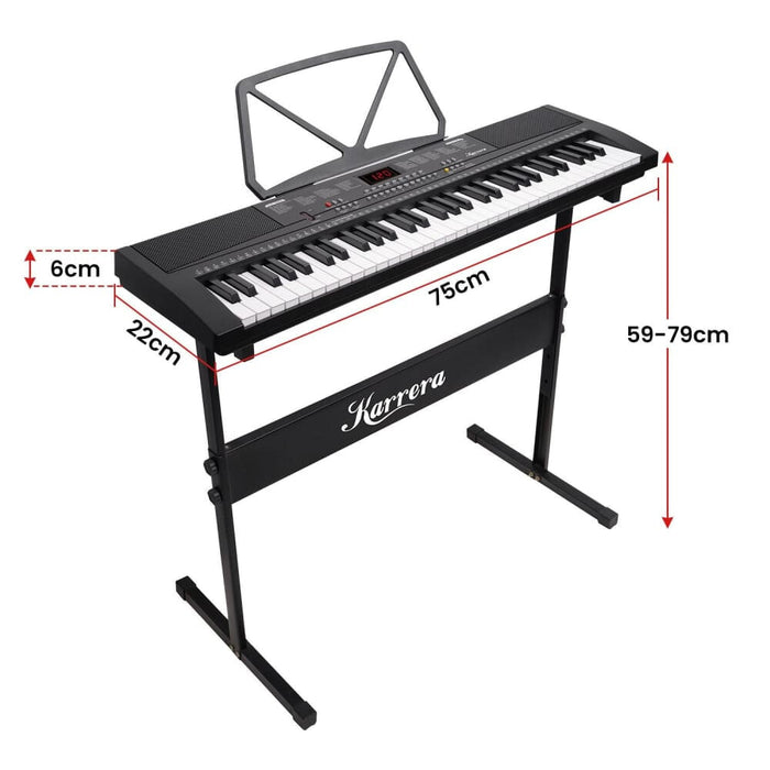61-key Electronic Piano Keyboard 75cm With Stand - Black