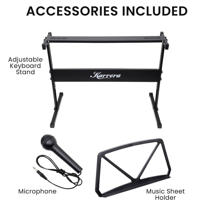 61-key Electronic Piano Keyboard 75cm with Stand - Black