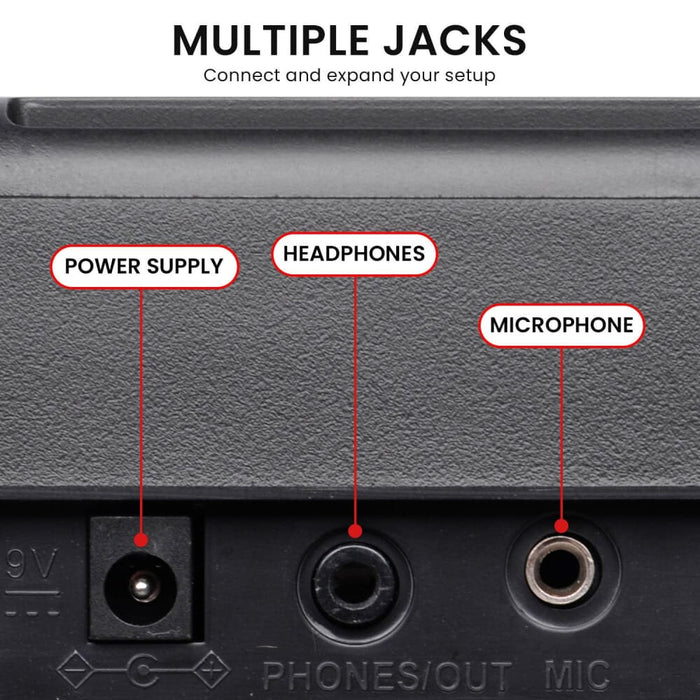 61-key Electronic Piano Keyboard 75cm with Stand - Black