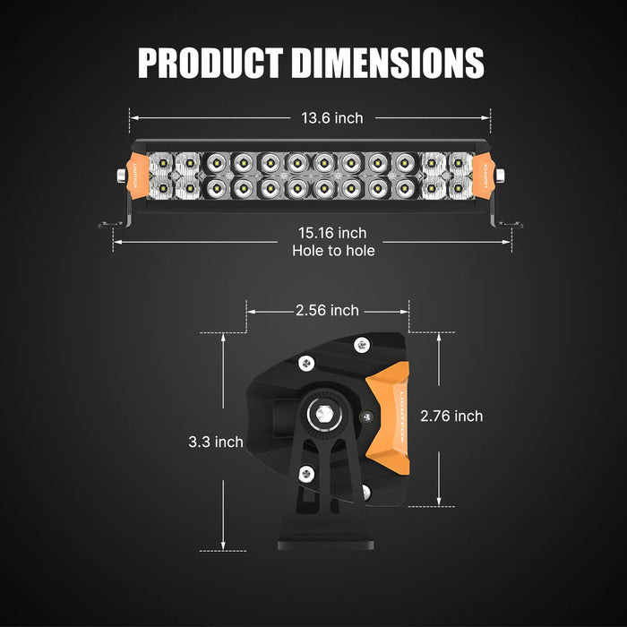 12Inch Osram Led Light Bar Slim Rows Combo Beam Driving Lamp Offroad 4X4
