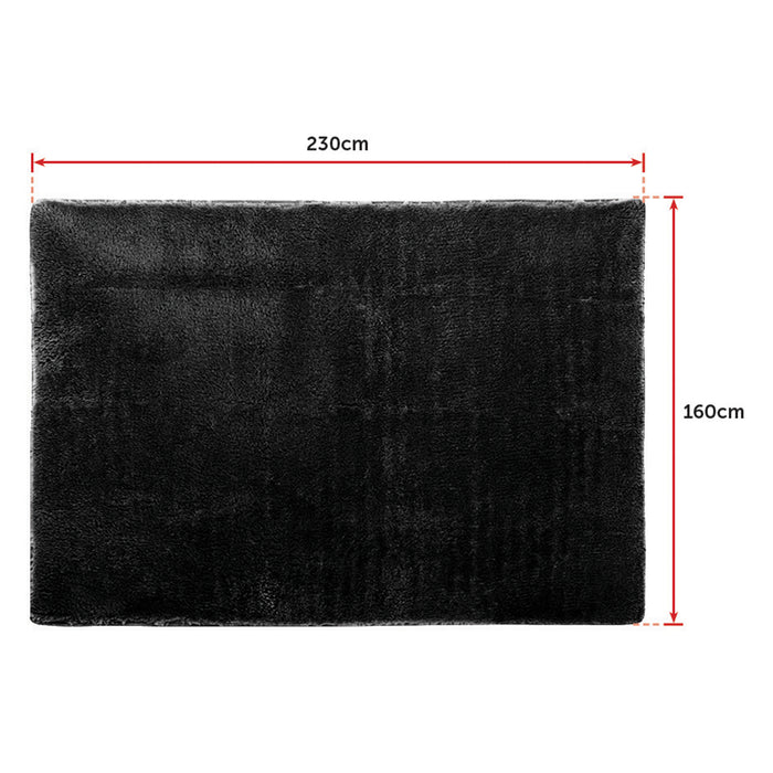 230x160cm Floor Rugs Large Shaggy Rug Area Carpet Bedroom Living Room Mat - Black