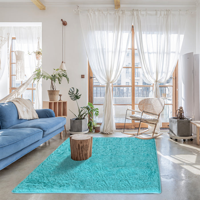 230x200cm Floor Rugs Large Shaggy Rug Area Carpet Bedroom Living Room Mat - Turquoise