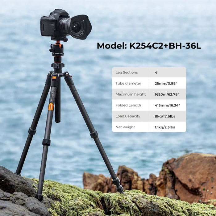 63.78 Inch Carbon Fiber Camera Tripod For Dslr Portable