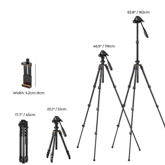 63.8 Inch Dslr Camera Tripod Portable Aluminum Travel Phone