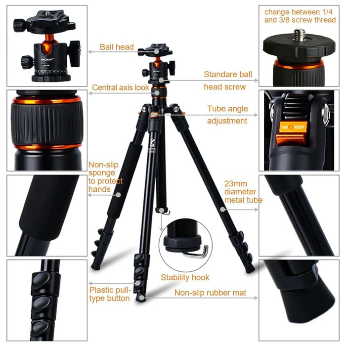 64.17 Inch Camera Tripod For Dslr Portable Compact Aluminum