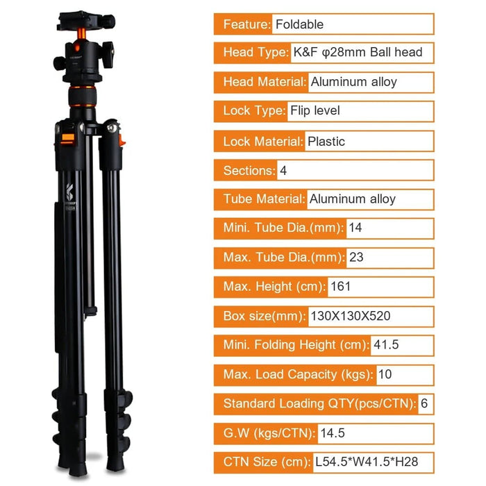 64.17 Inch Camera Tripod For Dslr Portable Compact Aluminum