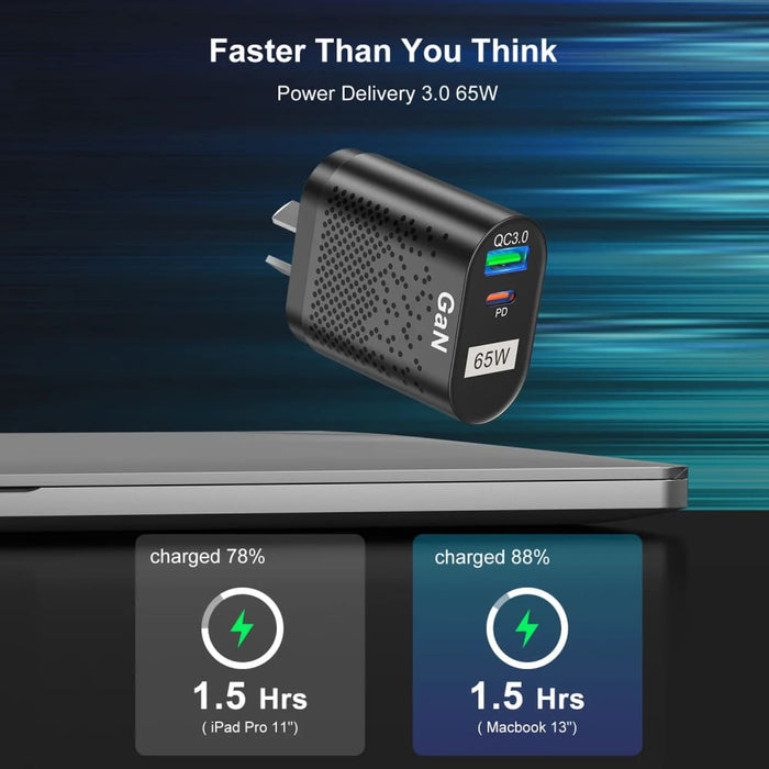 65w Au Plug Gan Charger for Au/nz Tablets Phones