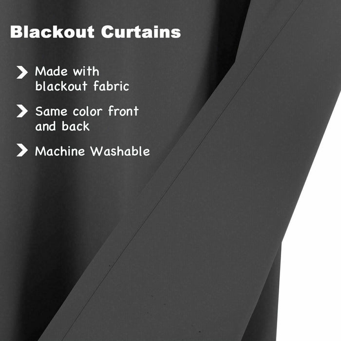 2X Blockout Curtains Blackout Window Curtain Draperies Pair Eyelet for Bedroom 132 x 274cm Black