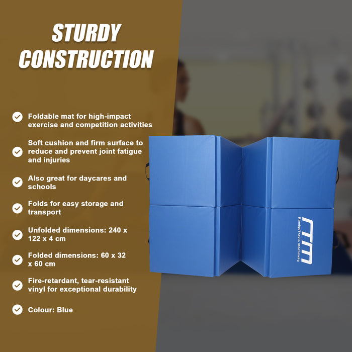 240 x 122 x 4 cm Exercise Mat -  Blue