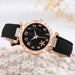 6pcs Black Flower Quartz Watch Dainty Bracelet for Women