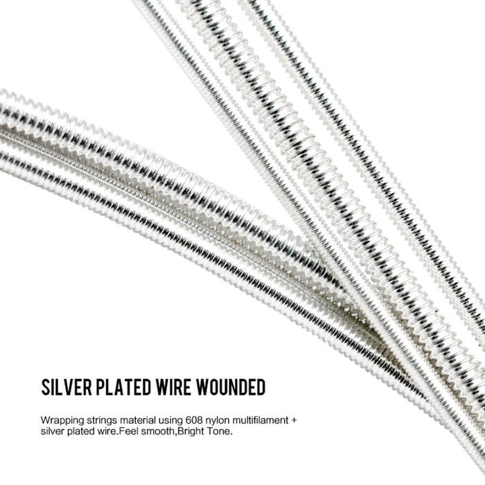 6pcs Set Classical Guitar Strings Nylon Silver Plated Wire