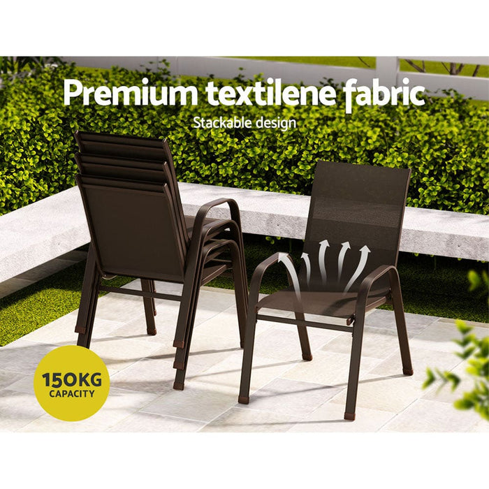 6pcs Outdoor Dining Chairs Stackable Chair Patio Garden