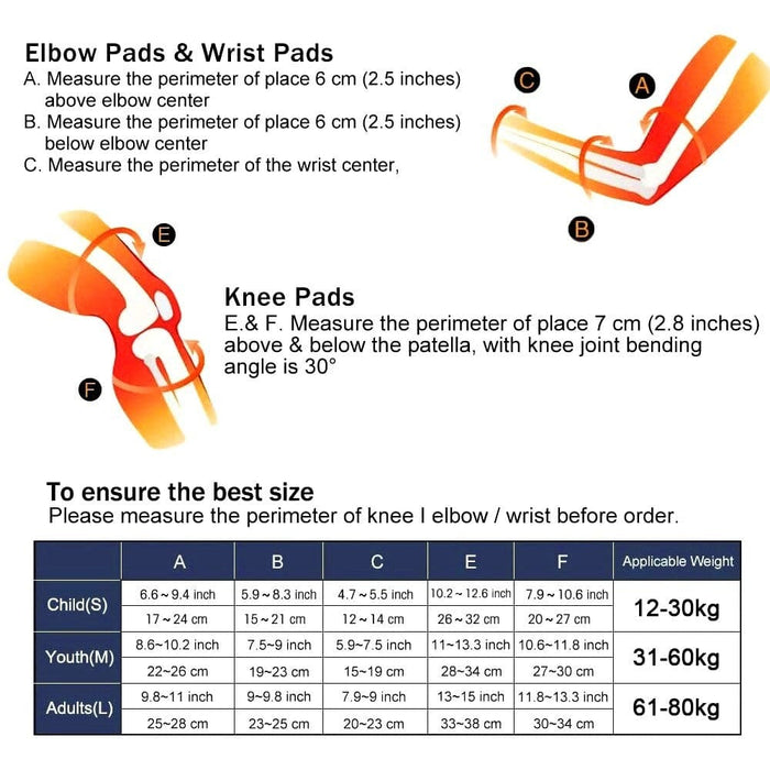 6pcs/set Adult Knee Elbows Pads Wrist Guards Protective