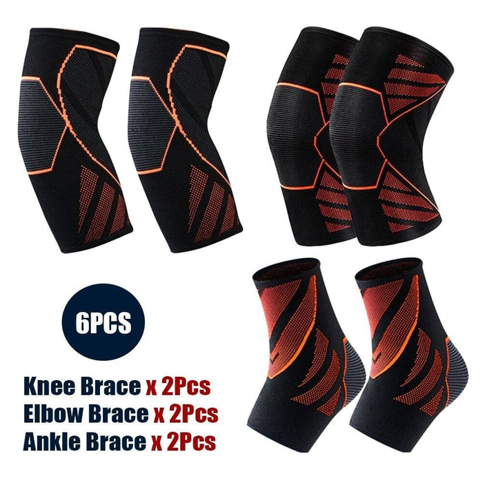 6pcs/set Knee Elbow Ankle Brace Protective Gear Set