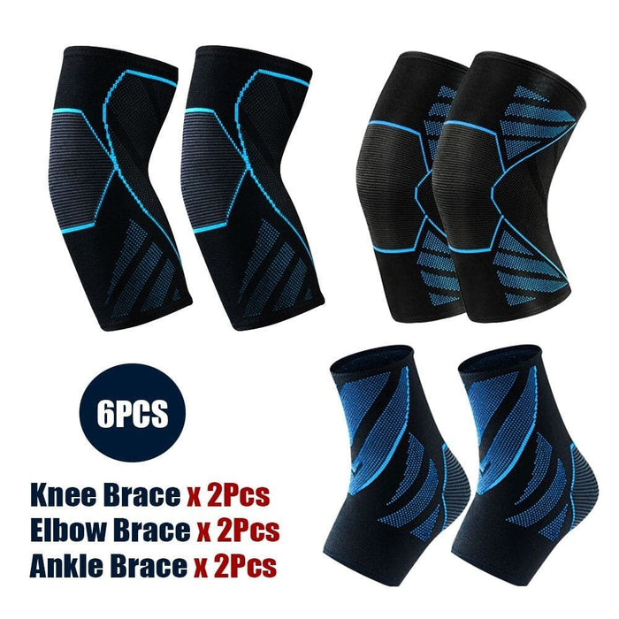 6pcs/set Knee Elbow Ankle Brace Protective Gear Set