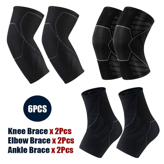 6pcs/set Knee Elbow Ankle Brace Protective Gear Set