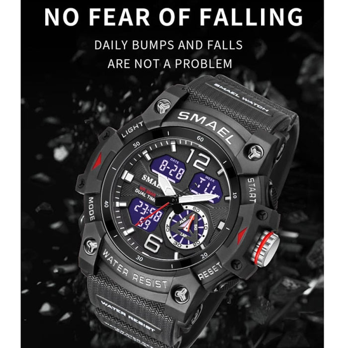 7 in 1 Dual Display Analog Digital Quartz Wristwatch