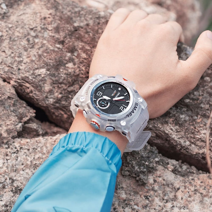 7 in 1 Dual Display Analog Digital Quartz Wristwatch