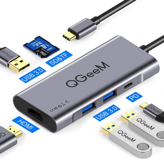 7 In1 Usb-c to 3.0 Hub Hdmi Card Reader Thunderbolt Adapter