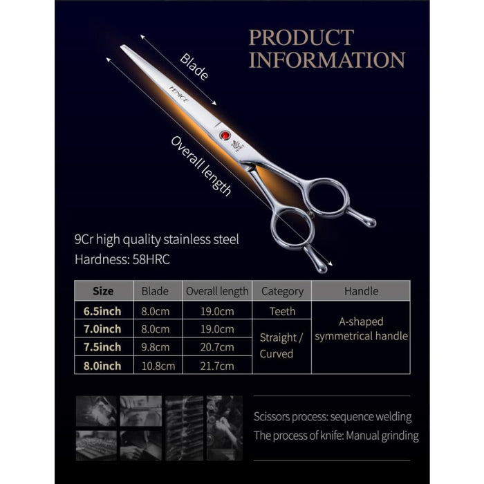 7 7.5 8 Inch Professional Pet Dogs Grooming Scissors Set