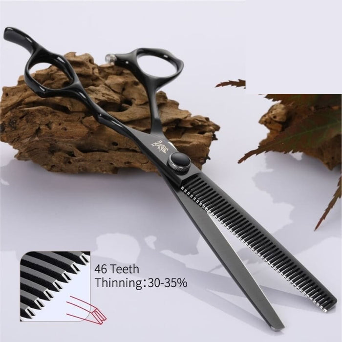 7 7.5 Inch Professional Black Pet Scissors Set for Dog