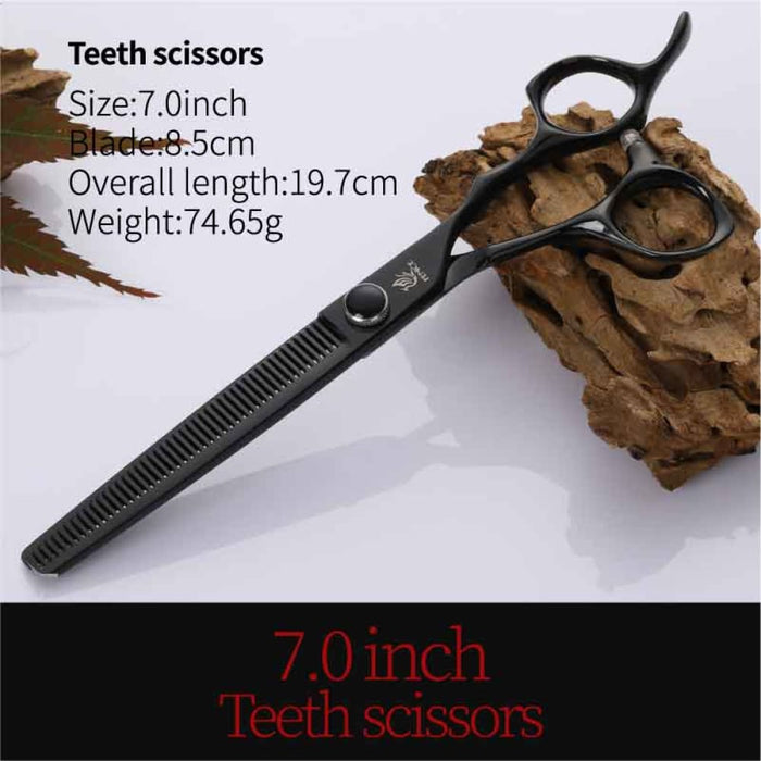 7 7.5 Inch Professional Black Pet Scissors Set for Dog