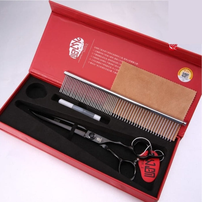 7 7.5 Inch Professional Black Pet Scissors Set for Dog