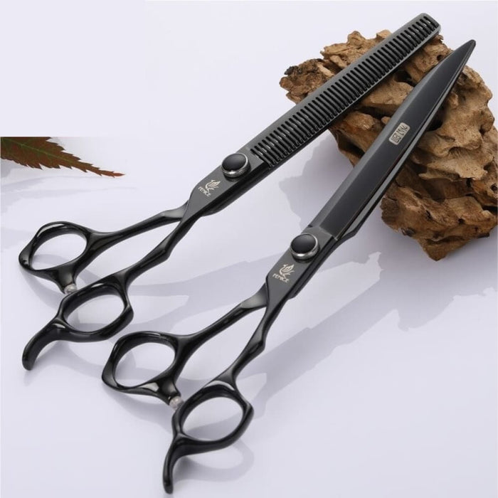 7 7.5 Inch Professional Black Pet Scissors Set for Dog