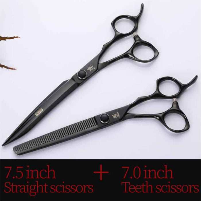 7 7.5 Inch Professional Black Pet Scissors Set for Dog